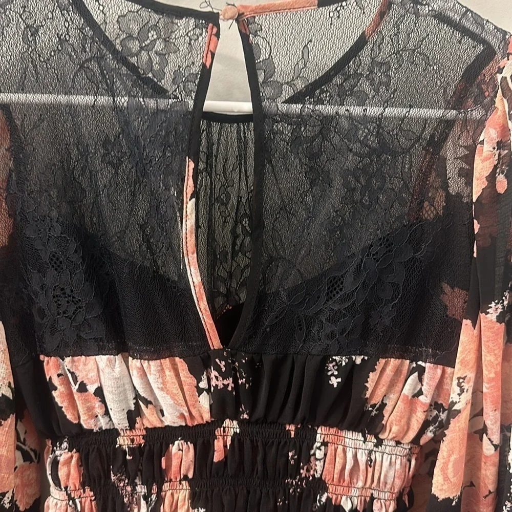 NWT 🎉🎉Host Pick‼️FREE PEOPLE DAPHNE FLORAL BLOUSE MIDNIGHT COMBO - Picture 12 of 15